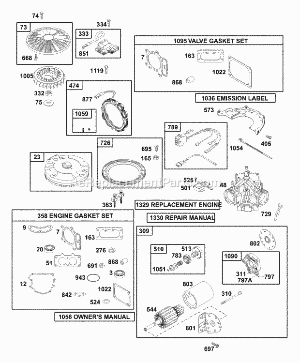 Engine (Part 3) Diagram and Parts List for GT1222 14AB13CH710 Cub Cadet Lawn Tractor